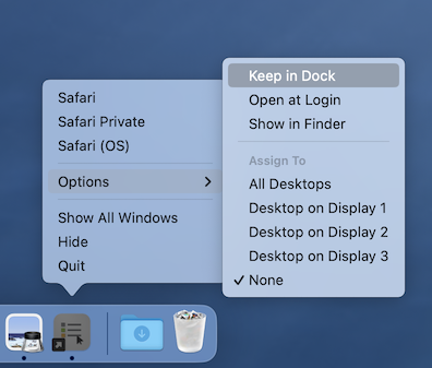 Keep Browser Launcher in Dock