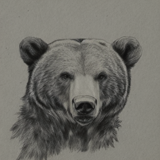 Pencil sketch of bear head with paw