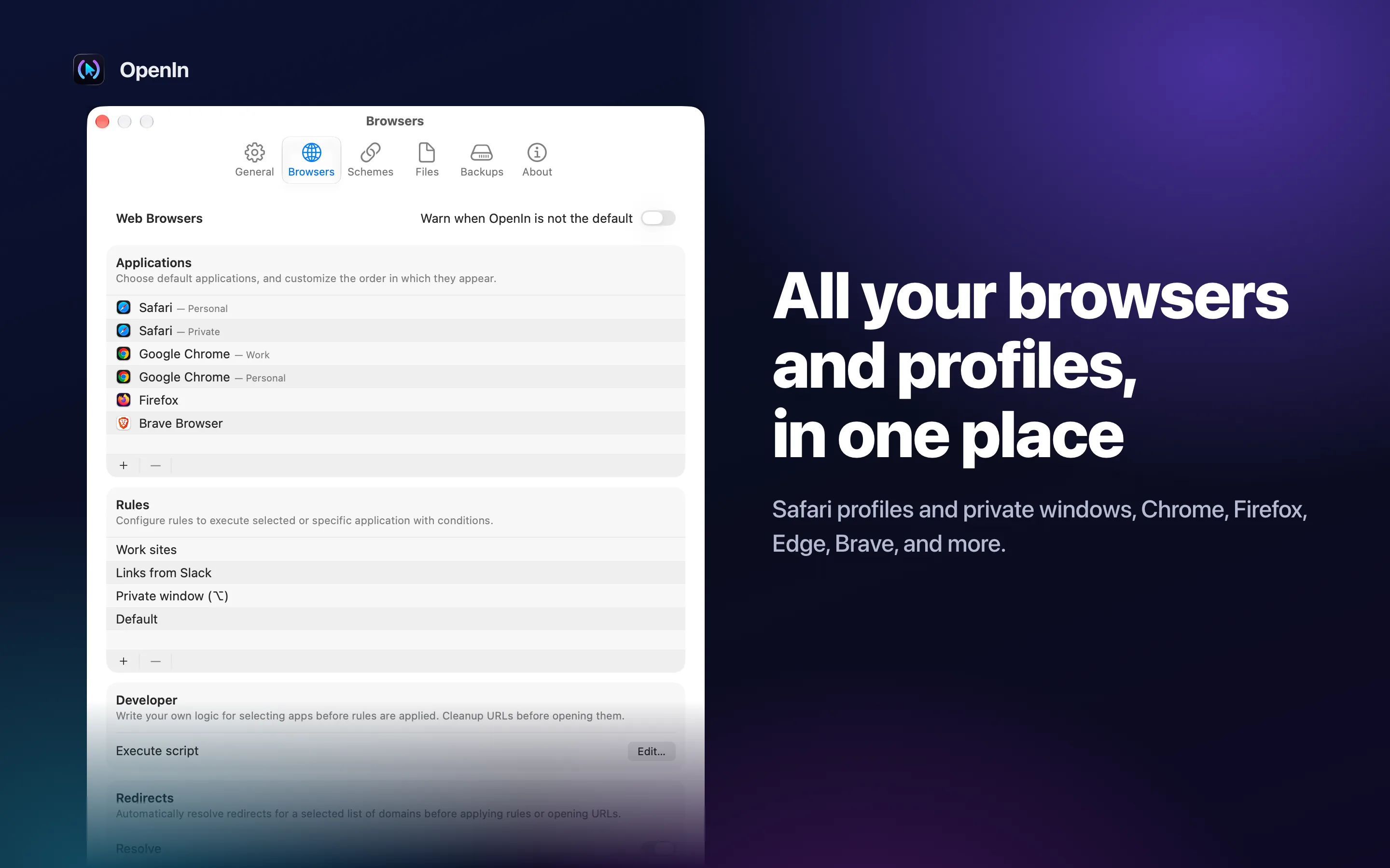 All your browsers and profiles in one place