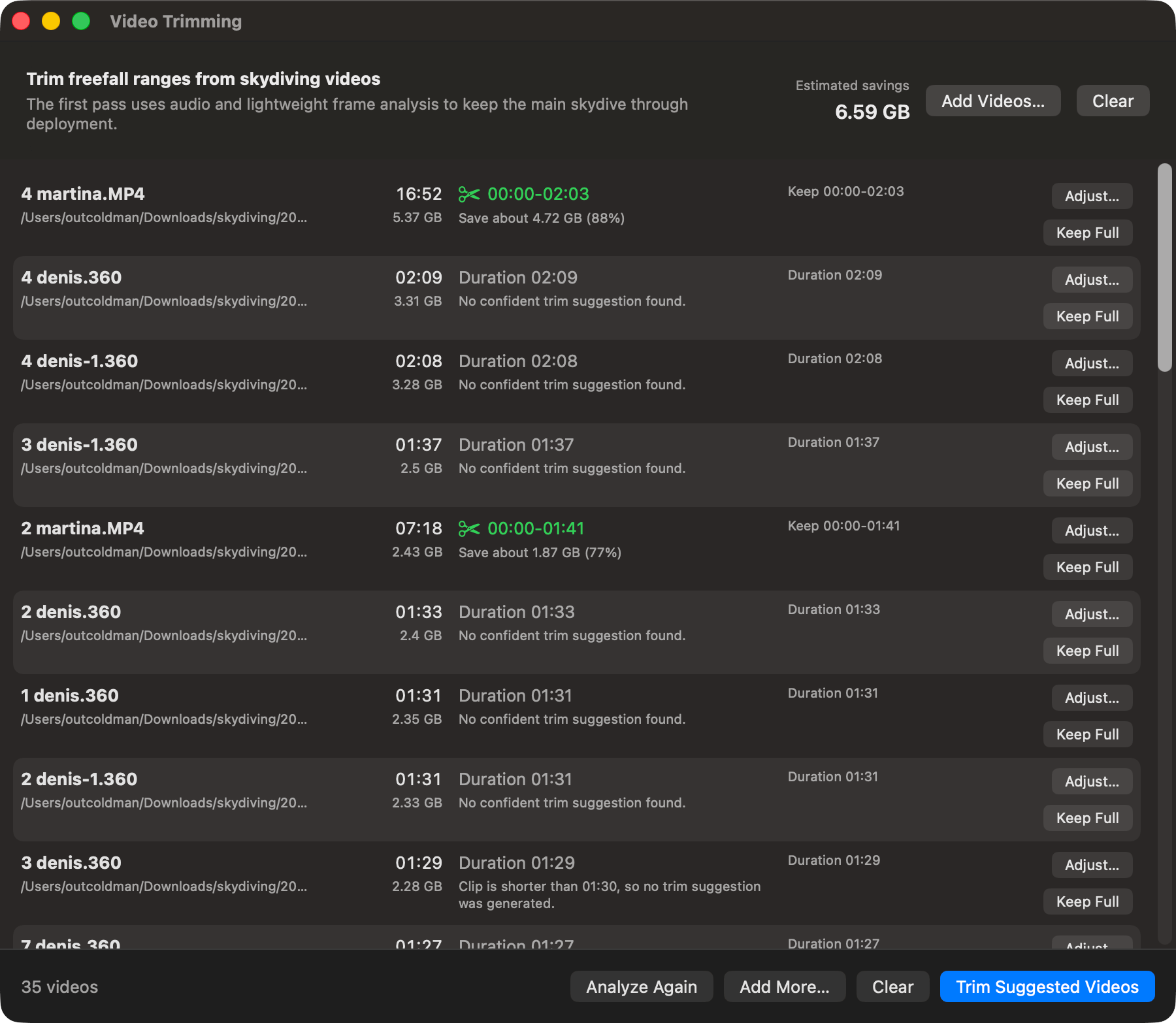 JumpImport Video Trimming