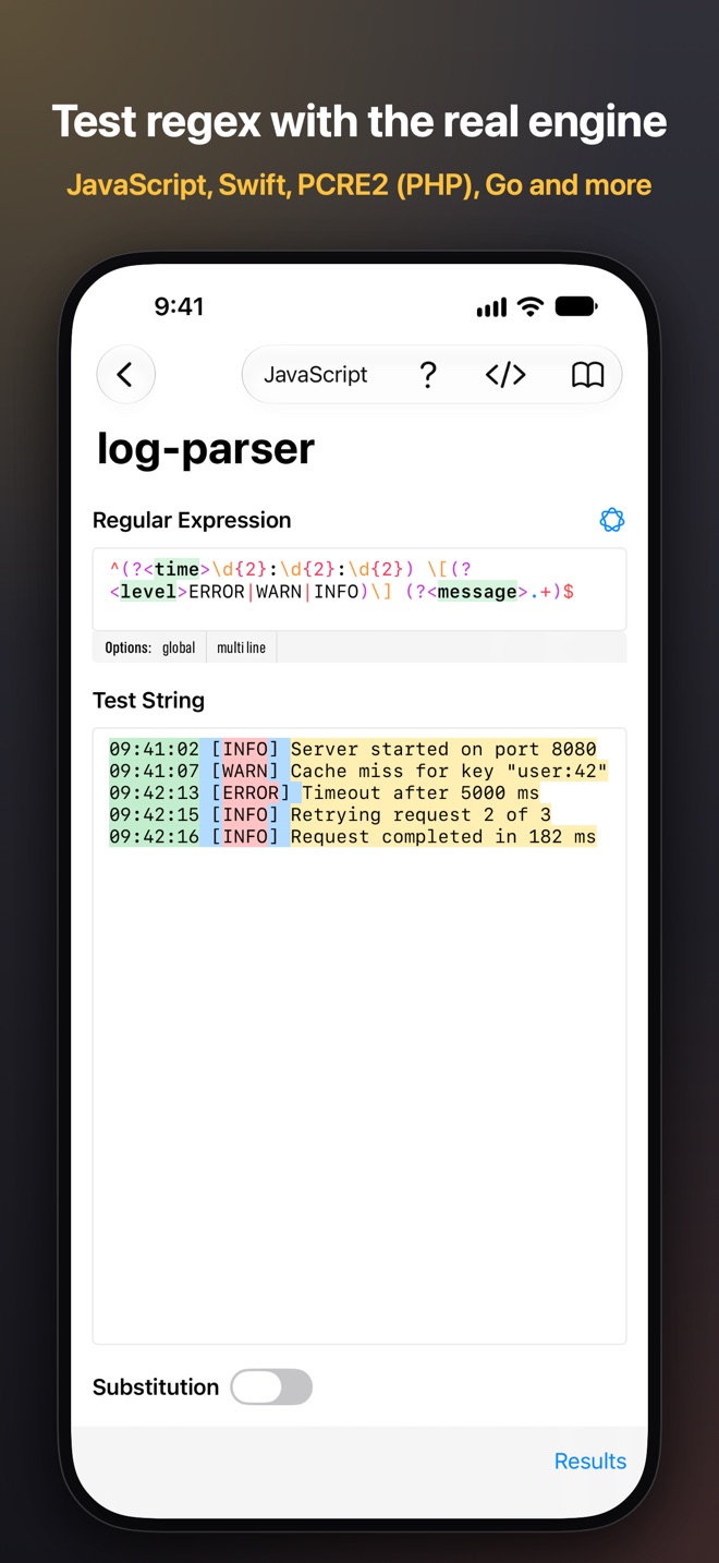 RegExp on iPhone: the pattern and the test string