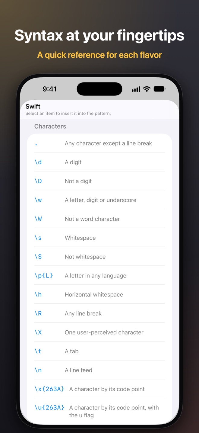 RegExp on iPhone: the quick reference