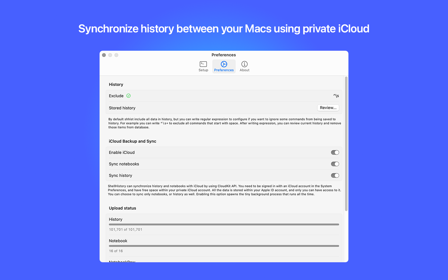 Synchronize with iCloud